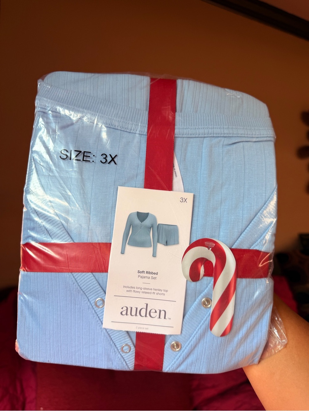 Auden Women's Ribbed Long Sleeve Shirt and Shorts Pajama Set